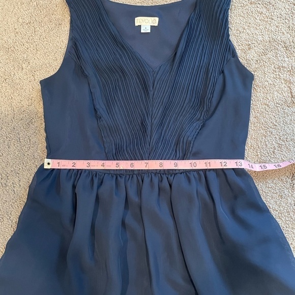 Tevolio Blue Sleeveless V-Neck Dress With Side Zipper- Size 6 - Picture 11 of 12